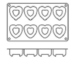 Silikomart Molde para 8 Savarín en Forma de Corazón de Silicona