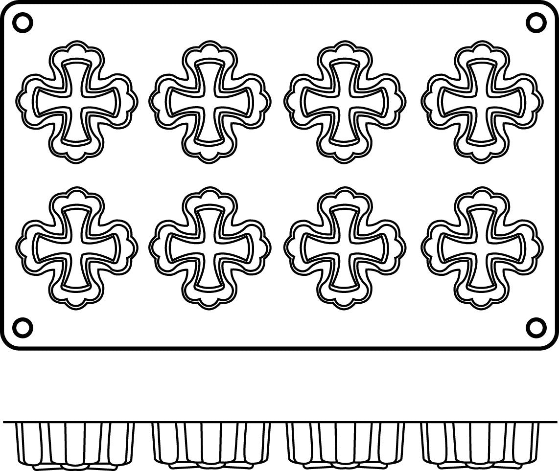 Silikomart Molde de Silicona con Forma de 8 Cruces Occitanas
