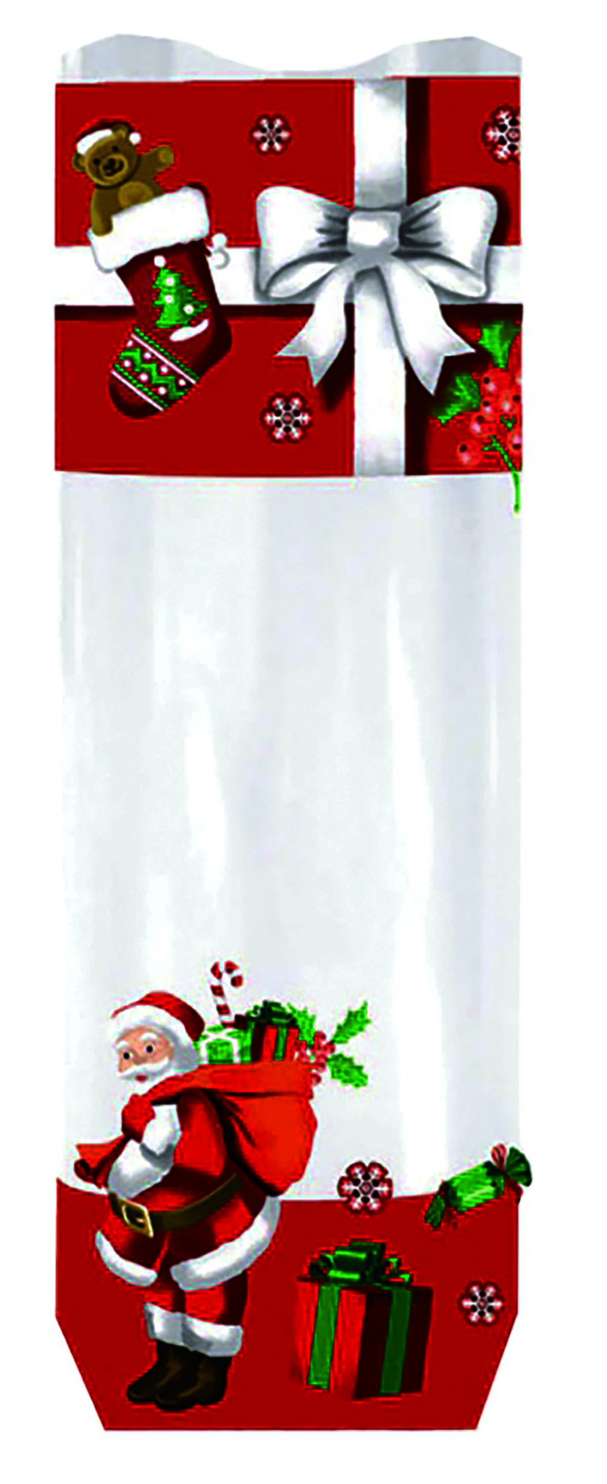 Bolsa de celofán Papa Noel con fondo de cartón