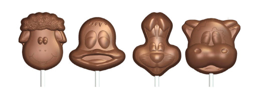 Molde Lollipop Chocolate de Animales Granja