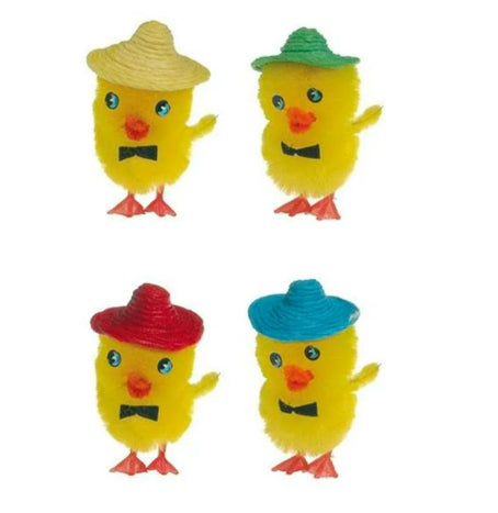 Pollos 3D con Sombrero y Pajarita 40 uds.