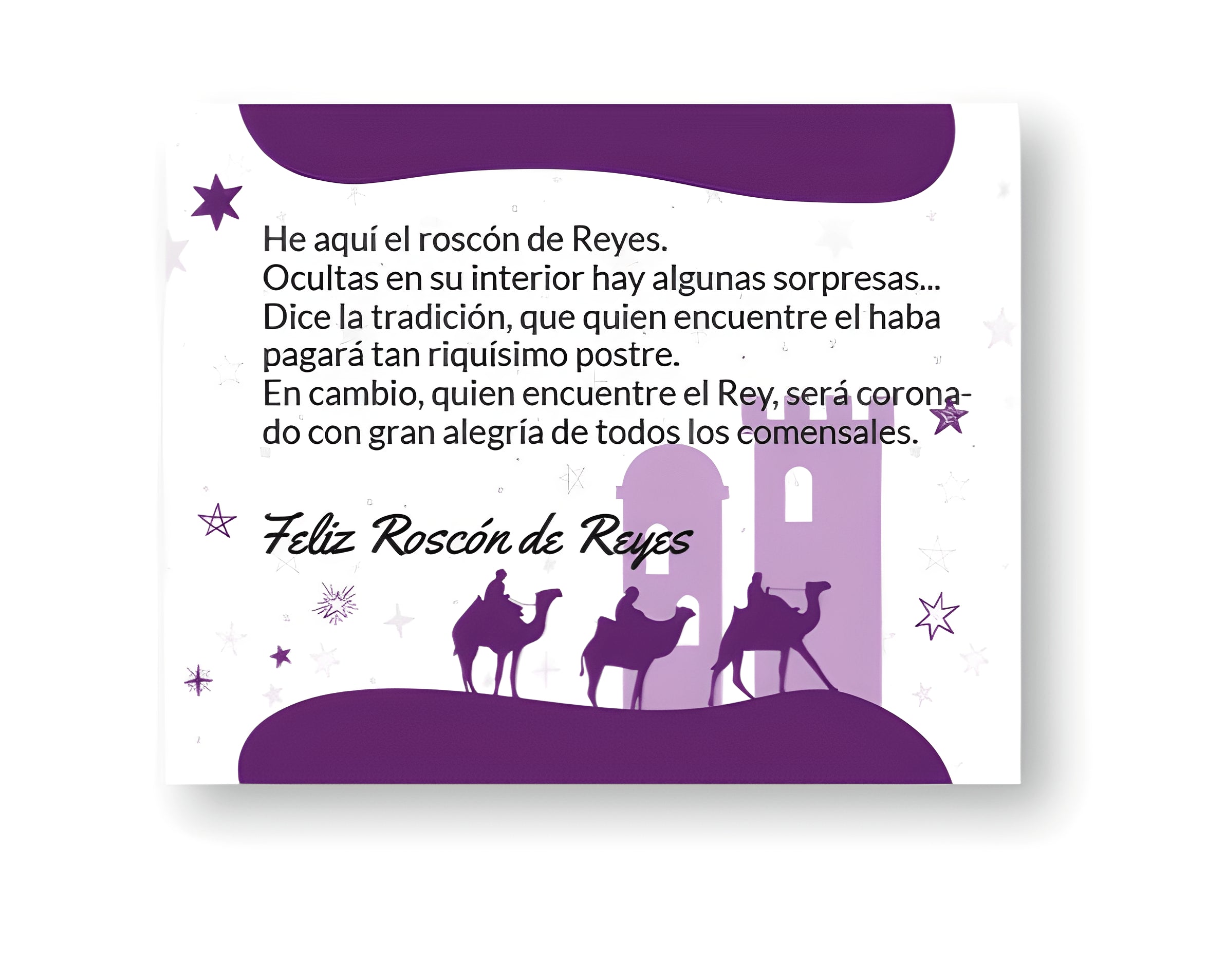 Tarjeta con Historia del Roscón de Reyes 100 uds.