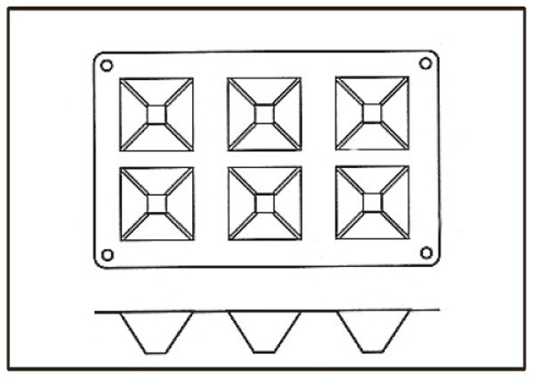 Silikomart Molde con Forma de 6 Pirámides de Silicona